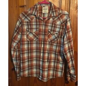 Mens Ariat plaid long sleeve button down shirt size small